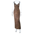 Sexy Leopard Strap Fishtail Maxi Dress